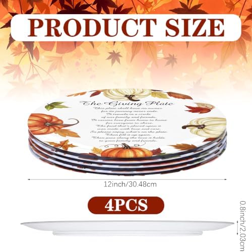 Sliner 4 Pcs Melamine Thanksgiving Pumpkin Plates Fall Dinnerware 10 Inch