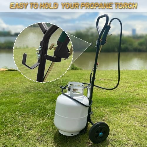 GasBRUH Portable Propane Tank Dolly with Wheels, Propane Tank Cart for Weed Torch,BBQ, Fire Pit, Heater, Cart for 20lb, Gas Trolley for weed burner (Torch and Cylinder Not Included)
