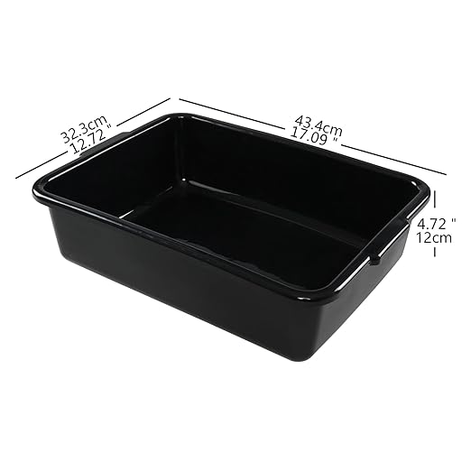 4-Pack 13 L Black Plastic Kitchen Bus Tubs, Commercial Bus Box