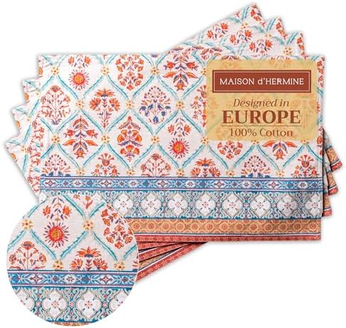 Maison d' Hermine Placemats Set of 4 Reusable 100% Cotton (13"x19")