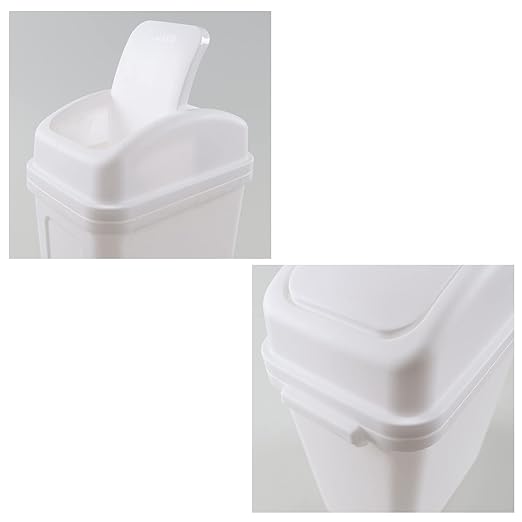 Idotry 1.8 Gallon White Swing Top Garbage Can, Plastic Small Trash Can with Swing Lid, 1 Pack