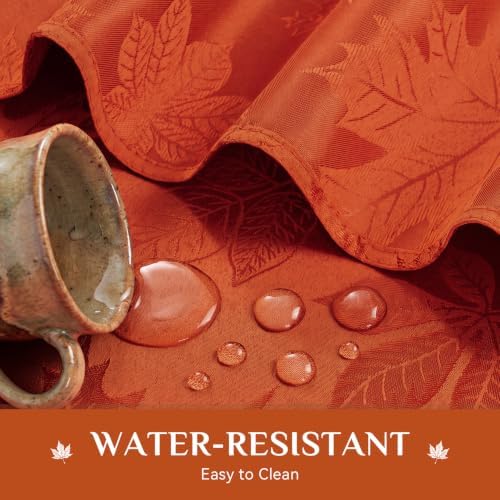 Softalker Fall Jacquard Rectangle Tablecloth, 52 x 70 Inch Burnt Orange