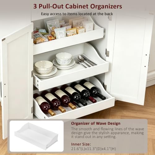 Ball & Cast 72" Kitchen Pantry Cabinet with Pull-Out Trays, White