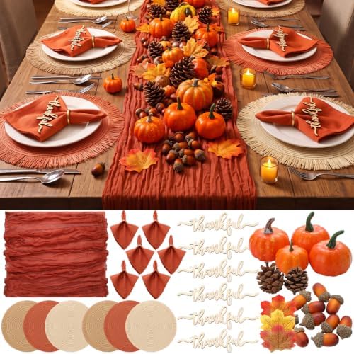 Batiyeer Fall Thanksgiving Table Placemats Decoration Set of 6 People