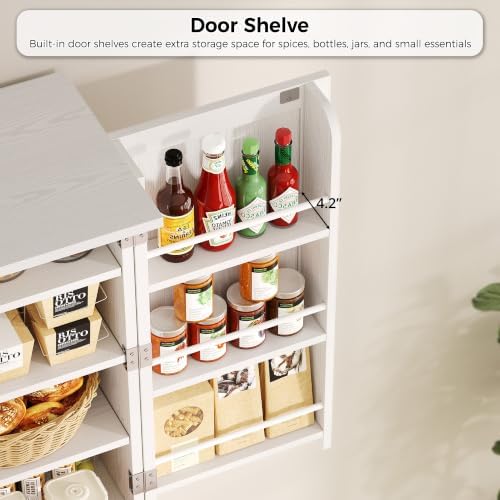 IRONCK Tall Pantry Cabinet, Narrow Kitchen Storage Cabinet with Drawers