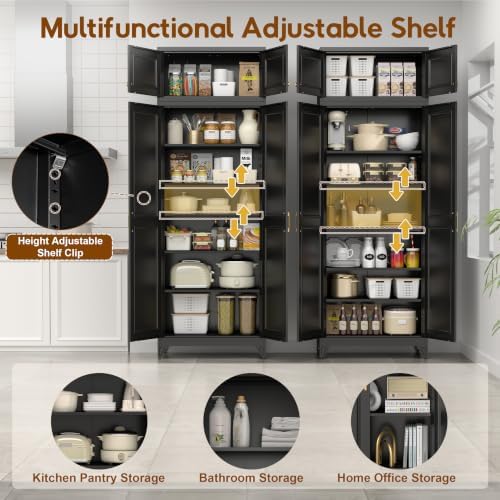 UNICOLY 90.8" Kitchen Pantry Cabinet, Metal Storage Cabinet with 5 Shelves