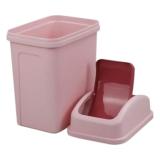 Small Trash Can, 1.8 Gallons Bathroom Garbage Can with Lid Swing-Top, Slim Plastic Garbage Bin for Dorm, Office, Bedroom, Kitchen, Living Room (Pink)