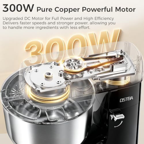 OSTBA Stand Mixer, 6 Speed Tilt-Head Electric Kitchen Mixer with 6.3QT Bowl