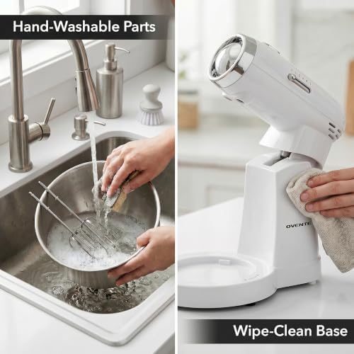 OVENTE Electric Stand Mixer, 3.5 QT, 5 Mixing Speeds, 250W, White SM680W