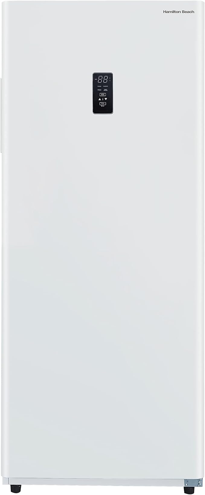 Hamilton Beach HZ4941 14 cu ft Upright Convertible Fridge/Freezer-Frost Free-Reversible Door-Removable Glass Shelves-LED Interior Light, White