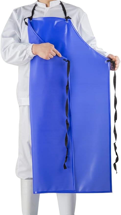 Chemical Resistant Vinyl Apron - Blue Plus Size Unisex PVC Aprons for Dishwashing,Dog Grooming,Gardening,Fish Cleaning,Lab Work（2 Pack）