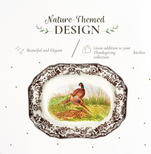 Spode – Woodland – Octagonal Platter - Pheasant - Brown/White