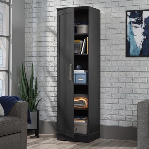 Sauder HomePlus Kitchen Pantry Storage Cabinet Slim Single Door with Adjustable Shelves, Living Room Storage Cabinet, in Raven Oak
