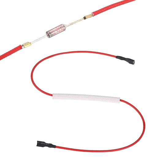 MECCANIXITY Universal Temperature Fuse for Rice Cooker, 76°C 10A 250V Metal Thermal Fuse with Both End Terminal Fiberglass Sleeving for Electric Pressure Cooker Repair Part