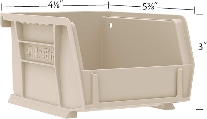 Akro-Mils 30210 AkroBins Plastic Storage Bins, Space-Saving Stackable Bins for Garage, Pantry, Craft Organization, 5-Inch x 4-Inch x 3-Inch, Stone, 24-Pack