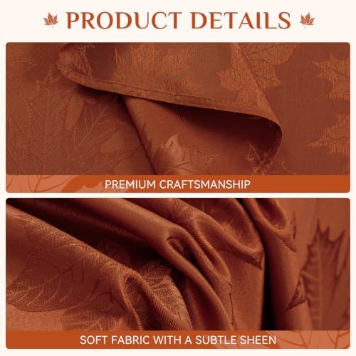 Softalker Fall Jacquard Oval Tablecloth, 60 x 84 Inch Rust