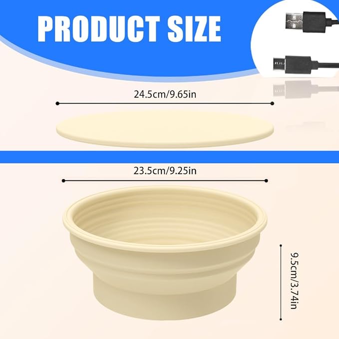 Electric Sourdough Proofing Basket, 9.45 Inch Foldable Silicone Dough Proofer with Adjustable Warming for Bannetons Bread Baking - Food Grade, Fast Rising Even in Cold Kitchen
