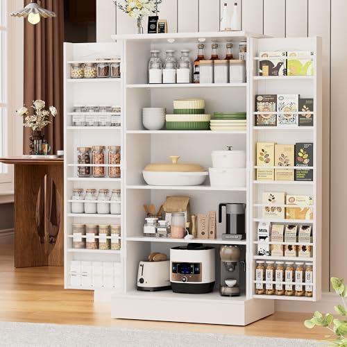 kepptory 47" Freestanding Kitchen Pantry Cabinet with Adjustable Shelves