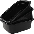 3-Pack 18 Quarts Rectangular Dish Basin, Plastic Dish Washing Pan, Black