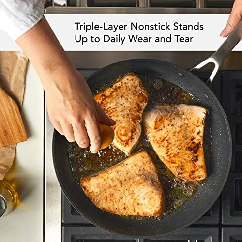 KitchenAid Induction Nonstick Frying Pan with Lid, 12.25-Inch, Matte Black