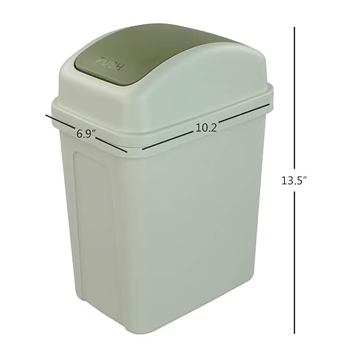 Asking 1.8 Gallon Small Trash Can with Swing-top Lid, Plastic Garbage Bin, Green