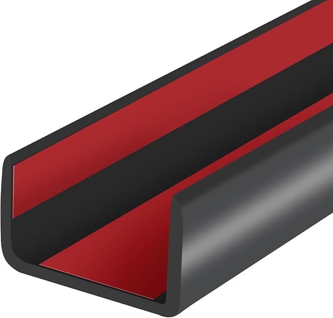 Rubber Edge Trim, Self-Adhesive U Channel Edge Protector for Plywood, Cabinet, 1" Wood Edge Banding, Flexible Furniture Repair, EPDM Material, Fit 1"(25mm), Length 20Ft, Black Color