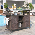 43.3“ Outdoor Grill Cart with Storage, Rolling Bar Cart, Dark Brown