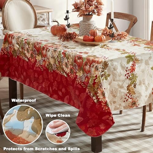 Newbridge Bountiful Fall Harvest 60 x 102 Inch Rectangle Vinyl Tablecloth