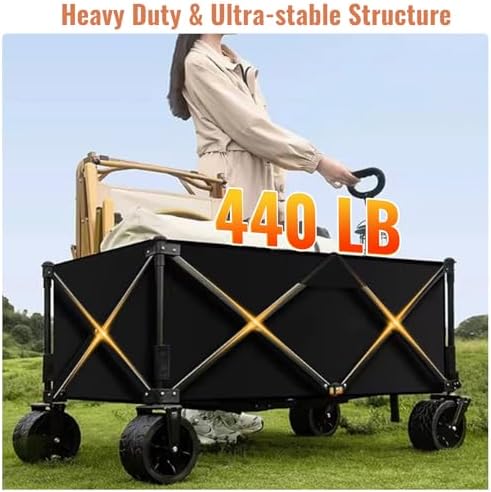 Collapsible Foldable Wagon Cart with Big Wheels and Tabletop