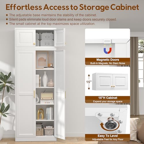 UNICOLY 86.6" Kitchen Pantry Cabinet, Pantry Storage Cabinet with Doors