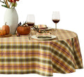 Newbridge Thanksgiving Wheatfield Plaid 60 x 84 Inch Oval Tablecloth