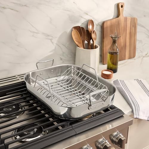 All-Clad Stainless Steel Roaster, 14" x 18" Roaster with rack