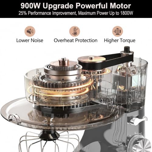 Kitchen in the box Stand Mixer 8.5 QT, 900 Watt Heavy Dough Mixer Silver