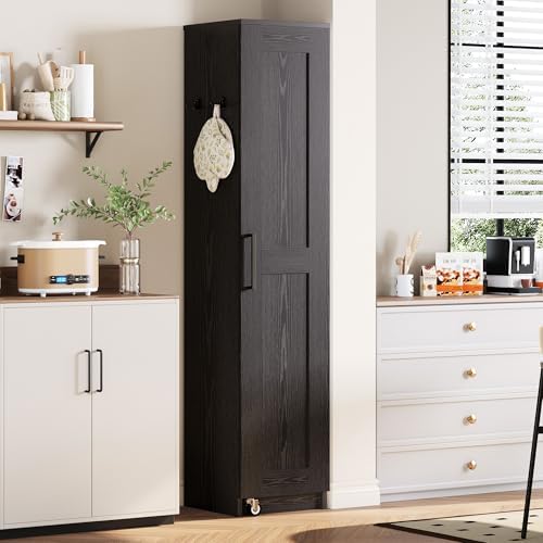 IRONCK Narrow Kitchen Pantry Cabinet, 72" H,Slim for Small Place, Black