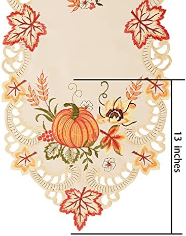 Simhomsen Large Embroidered Thanksgiving Harvest Pumpkins Table Runners for Autumn Or Fall Decorations (14 × 120 Inches)