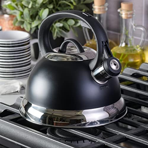Mr. Coffee Flintshire 1.75-Quart Stainless Steel Whistling Tea Kettle with Nylon Handle – Matte Black Stove-Top Kettle for Boiling Water - Image 6