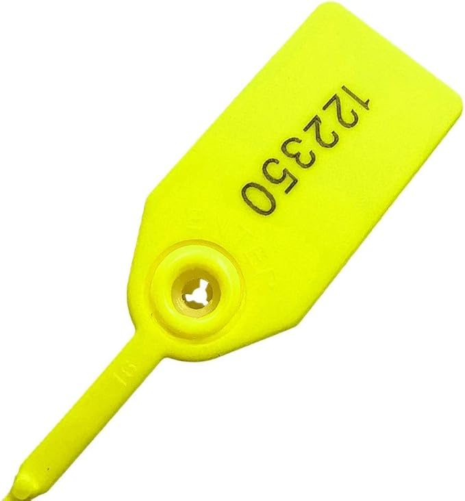 Plastic Security Tags Numbered Tamper Proof Seals Self Locking Zip Ties 9.84" Length Yellow (Pack of 500)
