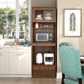 KEIKI 70.87" H Kitchen Pantry Storage Cabinet with Countertop, Glass Doors