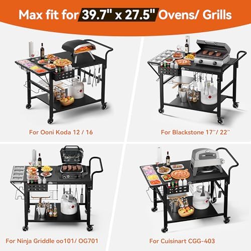 Pizza Oven Table Stand, Outdoor Grill Cart Table for Ninja Ooni Blackstone