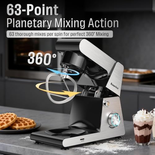 6.5QT Tilt-Head Stand Mixer, Heavy Duty Pro 10-Speed Electric Mixer, Stainless Steel Cladding & Bowl with Dough Hook, Wire Whisk and Flat Beater for Home Baking, Bread, Cake, Pizza Dough