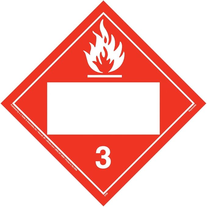 Class 3 Flammable Liquid Placard, Blank 25-pk. - 10.75" x 10.75" Polycoated Tagboard for Temporary Applications, DOT Hazmat Compliant, J. J. Keller & Associates, Inc.