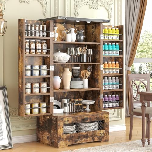 kepptory 47" Farmhouse Pantry Cabinet with Barn Door & Large Drawer