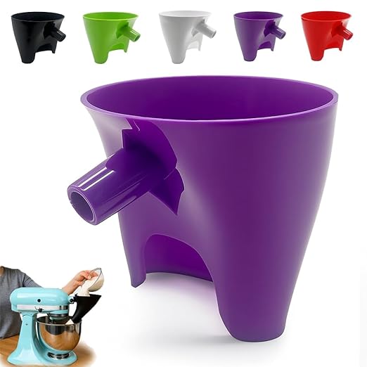Universal Flour Funnel Attachment for Tilt-Head Stand Mixers (4.5–5 Qt), No-Mess Easy-Pour Baking Accessory, Wide-Mouth Anti-Splash Design, Dishwasher-Safe Tool for Dry & Liquid Ingredients (Blue)