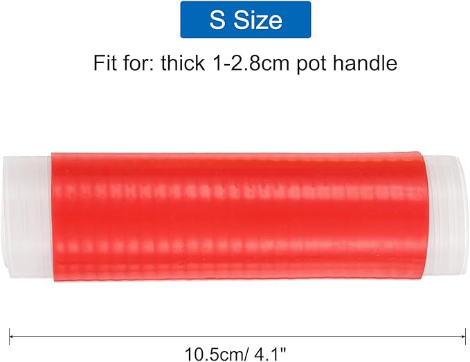 uxcell Silicone Pan Handle Sleeve, Heat Resistant Potholder Pot Holders Cover Sleeve for Frying Pan Handle Spatulas, Red (S)