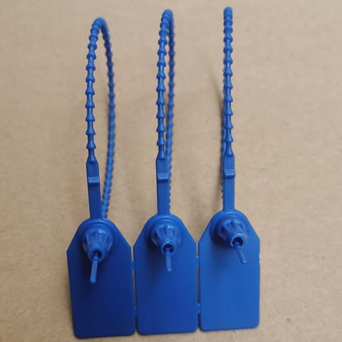 Plastic Tamper Seals Numbered Tags Security Seal Waterproof Tag Zip Ties Pull Tight Lock 9.84" Pack of 500 pcs Navy Blue