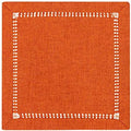 Set of 4 Handcrafted Solid Orange Color Thanksgiving Dinner Napkins, Double-Hemstitched, Square 12 x 12 Inches