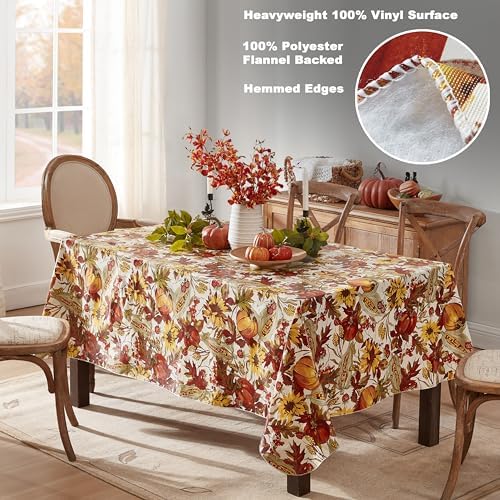 Newbridge Thanksgiving Fall Days Pumpkin 52x52” Square Vinyl Tablecloth