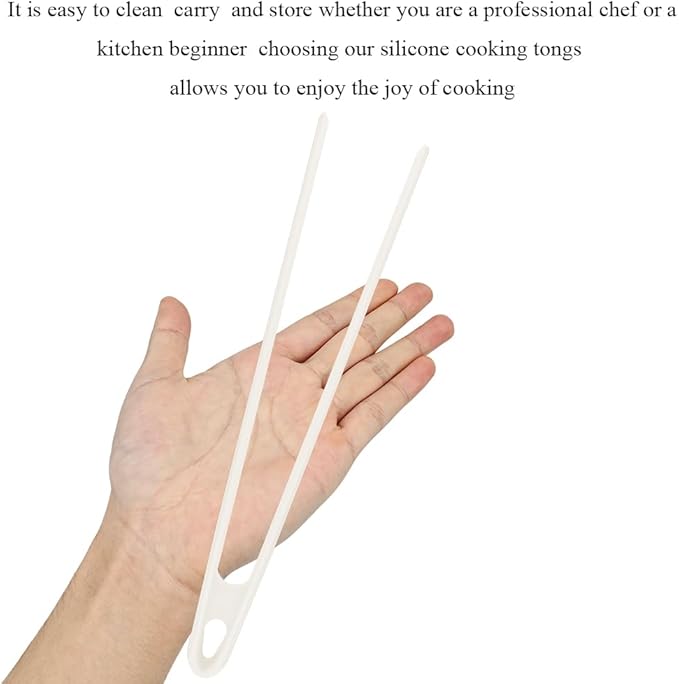1Pcs Silicone Toaster Tongs, 11.6 Inch Long Silicone Kitchen Tong for Toaster Cooking Utensil Bread Waffle Tongs Food Tweezer White Toast Tong for Cooking Serving Bacon Salad Fruit Food, SATONBEYI