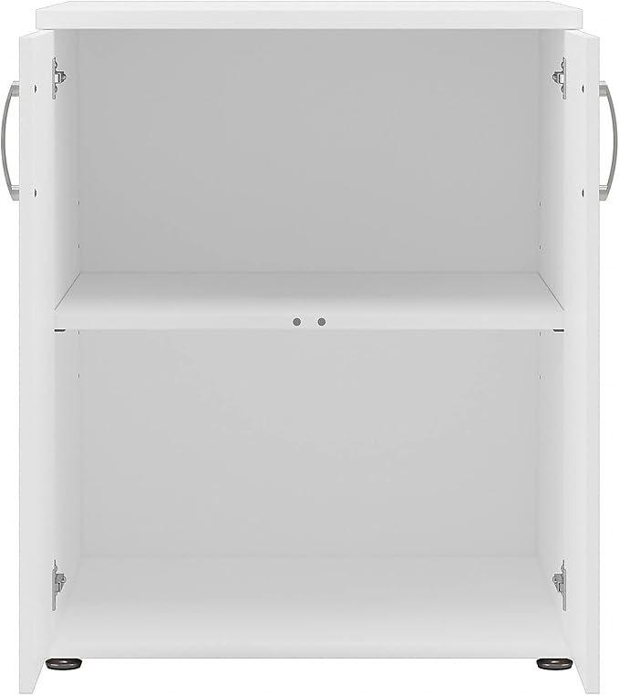 Bush Business Furniture Universal Floor Storage Cabinet with Doors and Shelves in White, Vertical Office Storage Unit with Adjustable Shelving for Workspace