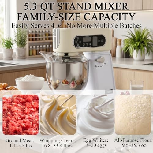 5.3 Qt 9-Speed Tilt-Head Stand Mixer, Multi-Function Electric Mixer